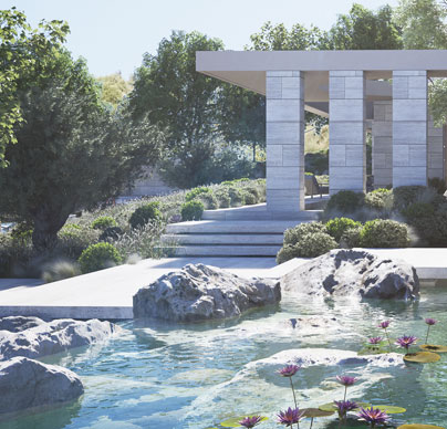 Pond with water lilies KENSHO Villa La Zagaleta | Henger Immobilien Real Estate