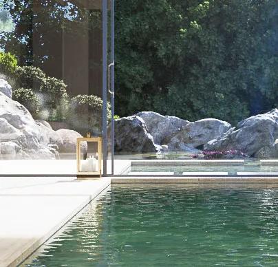 Glass and structure junction detail in contemporary villa design